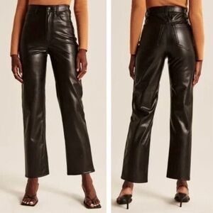Abercrombie & Fitch The Ankle Straight Ultra High Rise vegan leather size 28
